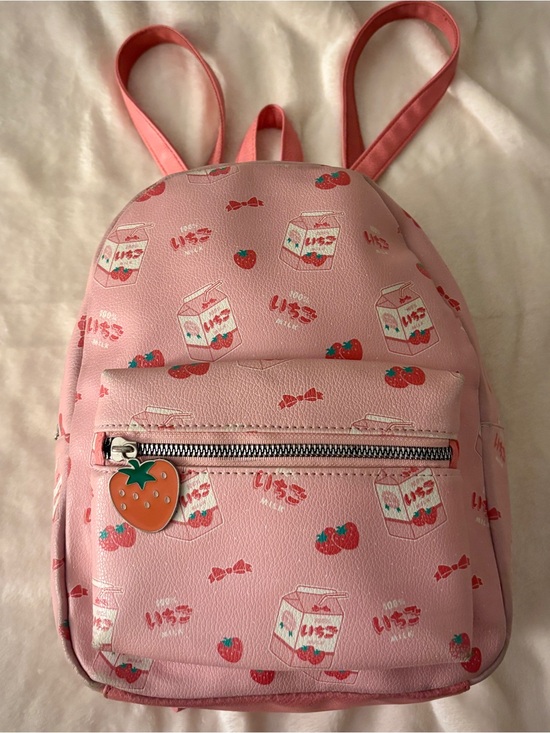 Hot Topic Handbags - Hot Topic Strawberry Milk Mini Backpack Kawaii Pink Faux Leather Bag